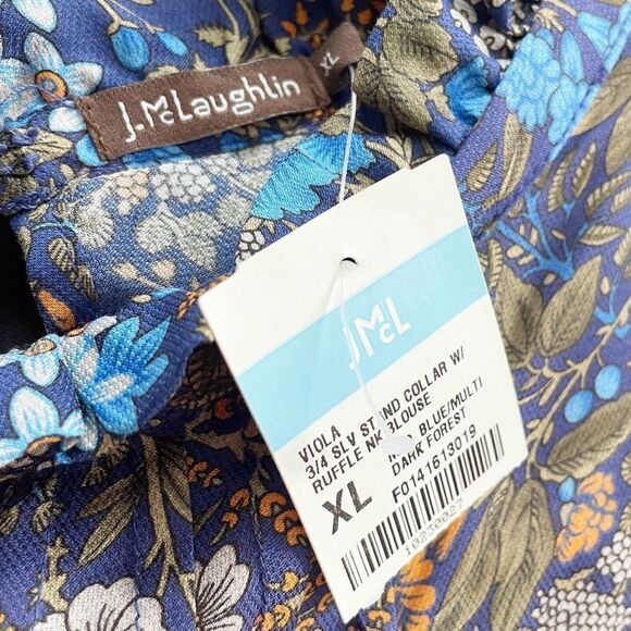 J. McLaughlin NWT Viola Silk Blouse Floral Size XL - Picture 5 of 9
